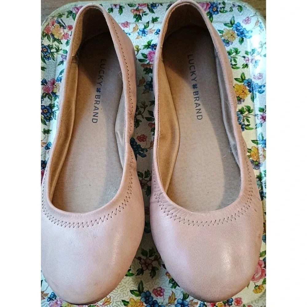 Women's LUCKY BRAND Erin Ballet Flats Slip On‎ Comfort Tan Leather Sz 7.5